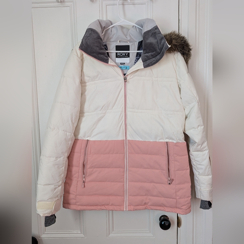Roxy Women's Pink and White Winter Jacket
